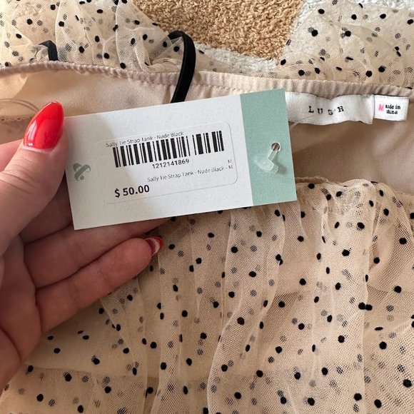 Lush Sally Tie Strap Tank - Nude Black - NWT - Picture 2 of 5